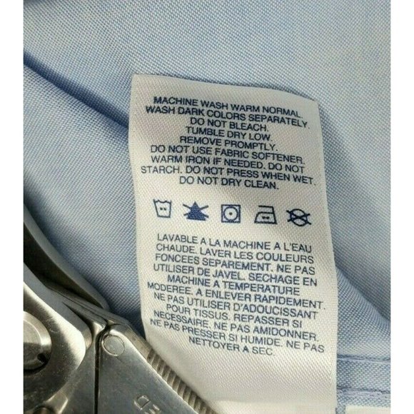 The Outfitters Lands End Pinpoint Oxford Repassage Superflu 1/4 Sleeve 16 Shirt - Picture 11 of 12